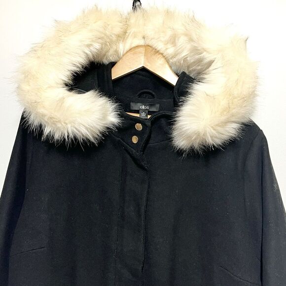 NWOT Ellos Wool and side snap vented Black Parka Coat Womens Sz 24 - Picture 8 of 11